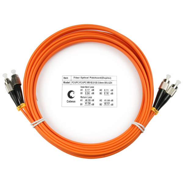Cabeus FOP-62-FC-FC-10m Шнур оптический duplex FC-FC 62,5/125 mm 10м LSZHМногомодовые оптические патч-корды, FC/PC-FC/PC, дуплекс