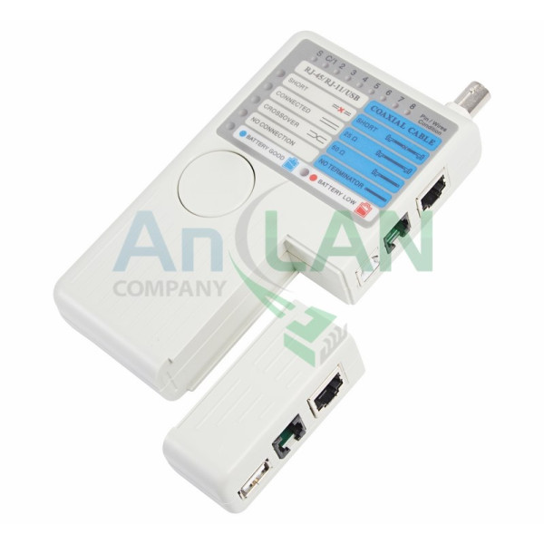 REXANT 12-1003 Тестер Кабеля универсальный RJ-45+RJ-11+RJ-12+USB+BNC (HT-2468B)