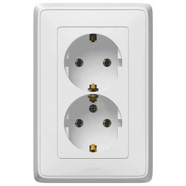 LEGRAND 773627 Розетка 2х2К+3, немецкий стандарт, 16А, 250В, белая, Cariva