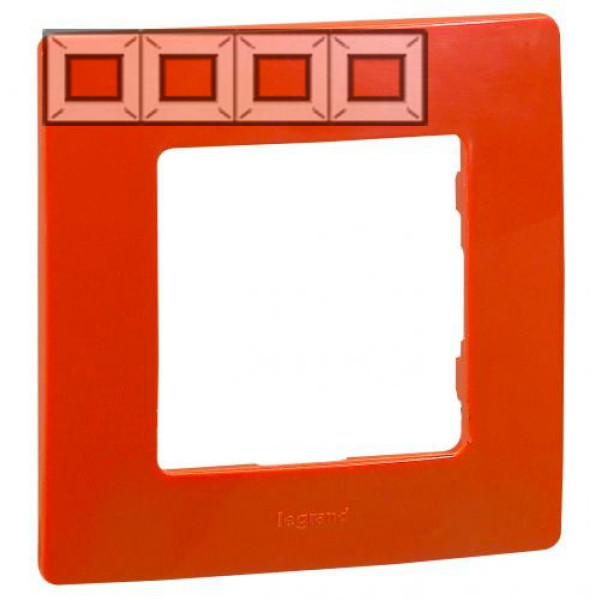 LEGRAND 672534 Рамка 4 поста, красная, ETIKA