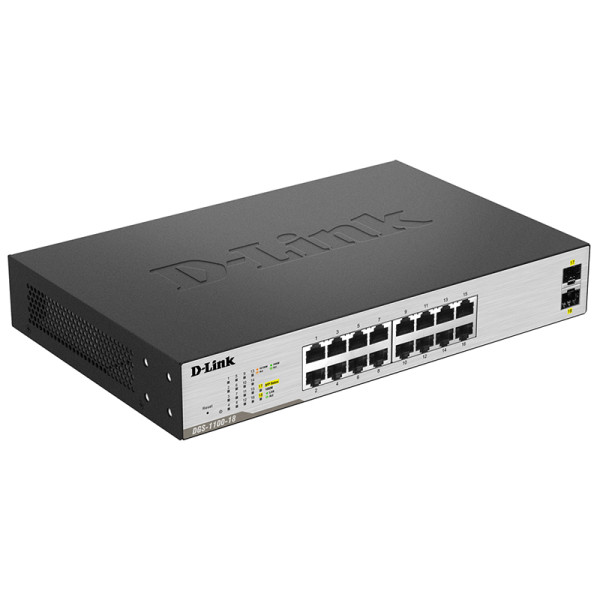D-Link DGS-1100-18 Настраиваемый компактный коммутатор EasySmart с 16 портами 10/100/1000Base-T и 2 портами 1000Base-X SFP