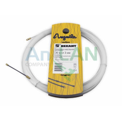 REXANT 27-1130 Протяжка кабельная (мини УЗК в бухте), 30м, нейлон, d=3мм, латунный наконечник, заглушка.