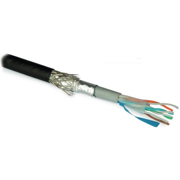 Hyperline ISF4-C5e-S-I (куски) Кабель для сетей Industrial Ethernet, категория 5e, 4x2x24 AWG (0.51 мм), однопроволочные жилы (solid), SF/UTP, для внутренней и внешней прокладки (-40°C - +75°C), двойная оболочка, PVC (UV)
