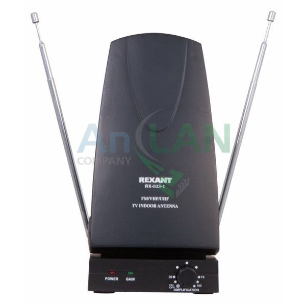 REXANT 34-0103-1 RX-103-1 антенна комнатная VHF, UHF, 47-860 MHz с усилением 36dB