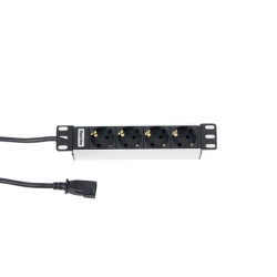 Hyperline SHT10-4SH-IEC Блок розеток для 10 шкафов, уст. размер 236 мм, горизонтальный, 4 розетки, 10 A, IEC 320 C14Блоки розеток Hyperline