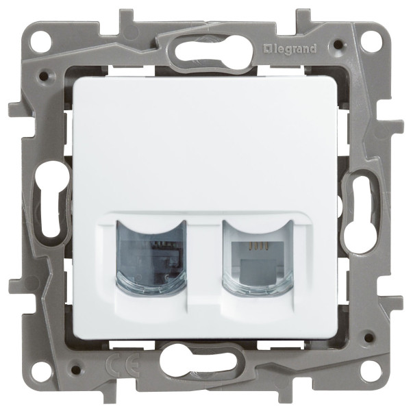 LEGRAND 672252 Модуль розетки двойной RJ11+RJ45, категория5 UTP, белый, ETIKA
