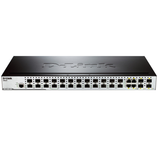 D-Link DES-3200-28F/C1A Управляемый коммутатор 2 уровня с 24 портами SFP + 4 комбо-портами 1000Base-T/SFP