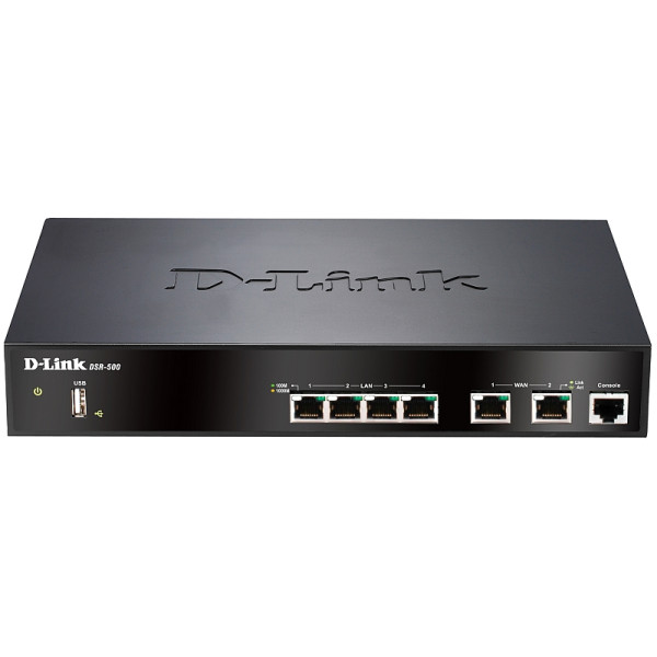 D-Link DSR-500 Гигабитный сервисный маршрутизатор с резервированием WAN портов