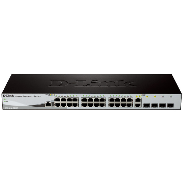 D-Link DES-1210-28/ME/B2A Управляемый коммутатор 2 уровня с 24 портами 10/100Base-TX, 2 портами 100/1000Base-X SFP и 2 комбо-портами 100/1000Base-T/SFP