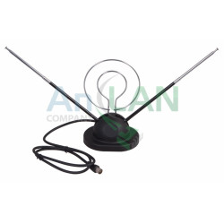 REXANT 34-0105 RX-105 антенна комнатная телескопическая на подставке с кольцом VHF, UHF, 47-860 MHz