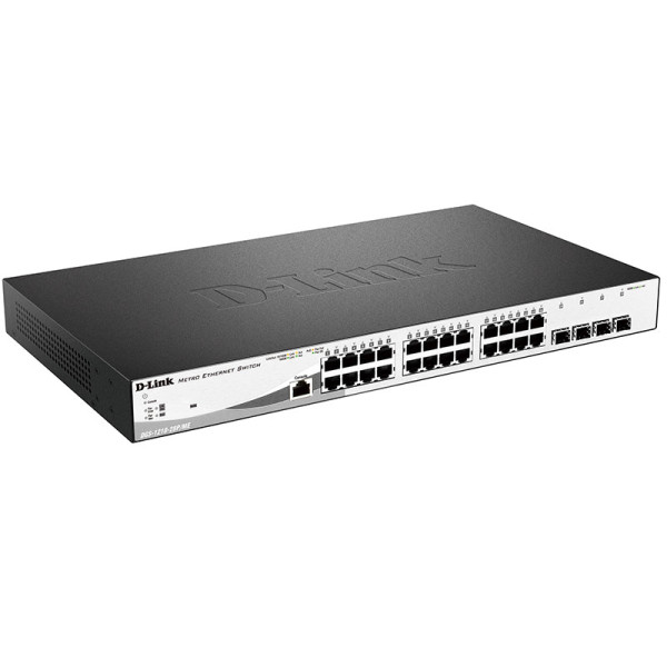 D-Link DGS-1210-28P/ME/A1A Управляемый коммутатор 2 уровня с 24 портами 10/100/1000Base-T с поддержкой PoE и 4 портами 1000Base-X SFP