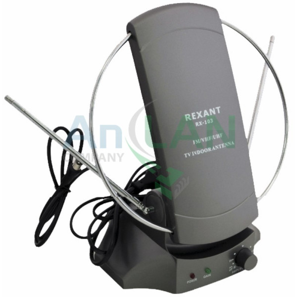 REXANT 34-0103 RX-103 антенна комнатная VHF, UHF, 47-860 MHz с усилением 36dB