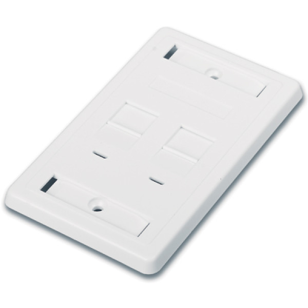 Hyperline FP-US-2-WH Лицевая панель 70x115 мм для 2-х вставок типа Keystone Jack, американский стандарт, со шторкамиЛицевые панели, американский стандарт