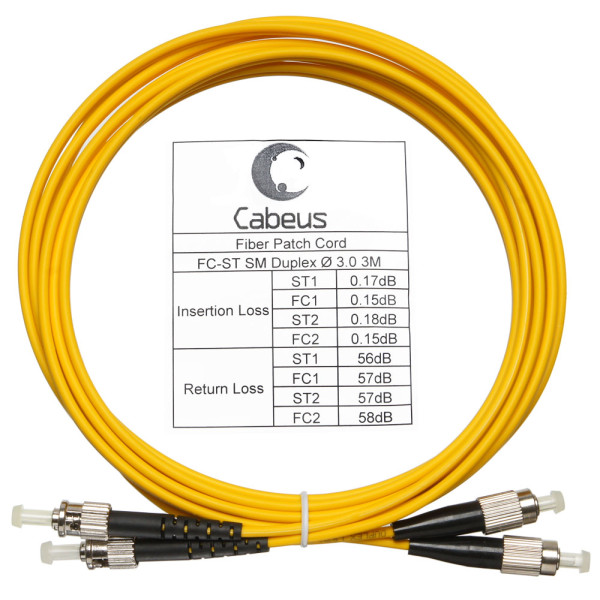 Cabeus FOP(d)-9-FC-ST-3m Шнур оптический duplex FC-ST 9/125 sm 3м LSZH