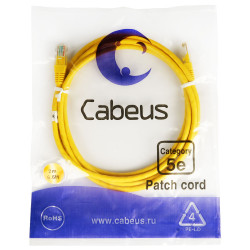 Cabeus PC-UTP-RJ45-Cat.5e-2m-YL Патч-корд UTP, категория 5e, 2 м, неэкранированный, желтый