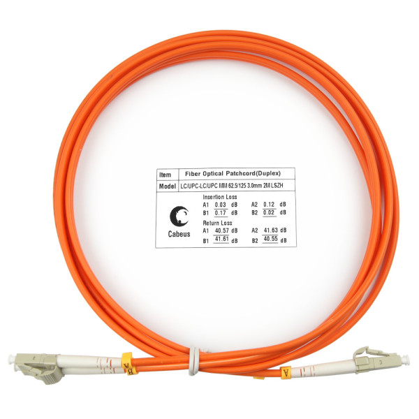 Cabeus FOP-62-LC-LC-2m Шнур оптический duplex LC-LC 62,5/125 mm 2м LSZH