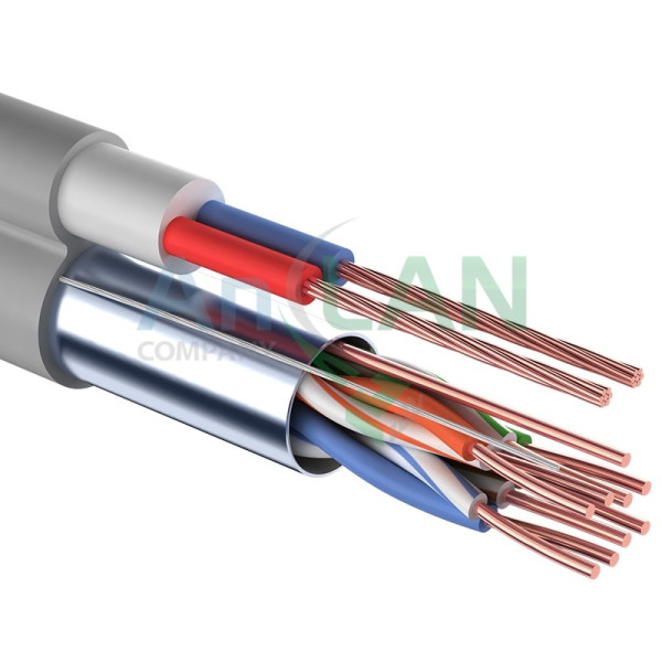 REXANT 01-4046 Мульти-кабель FTP 4PR 24AWG CAT5e + 2х0.75кв.мм., 200м., серый