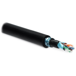 Hyperline FUTP4-C5E-S24-ARM-OUT-PE/PE-BK (FUTP4-C5E-S24-ARM-OUT-PE-BK) (FTP4-C5E-SOLID-24AWG-ARM-OUTDOOR-40) (куски) Кабель витая пара F/UTP, кат.5e,4 пары(24 AWG), одножильный(solid), экран-фольга, бронир.стальн. лентой, внеш., PE/PE, -40°C-+60°C, ч..