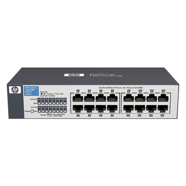 HP J9560A#ABB Коммутатор 1410-16G (16 ports 10/100/1000, безвентиляторный, неуправляемый, стекируемый 19')(замена JD998A)