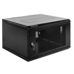 Шкаф телекоммуникационный настенный разборный 15U (600х520) дверь перфорированная, цвет черный