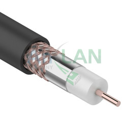 REXANT 01-2232 Кабель RG-6U+CU, (64%), 75 Ом, 305м., черный OUTDOOR
