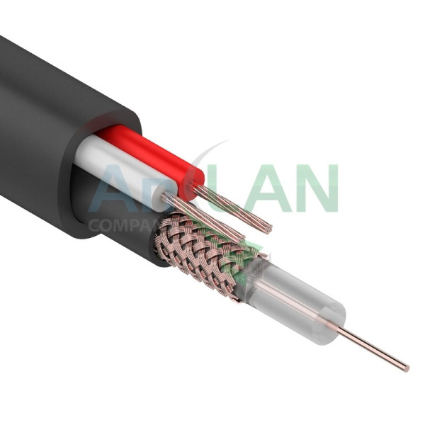REXANT 01-4015 Кабель для видеонаблюдения KBK-П-1,5 + 2x0,75кв.мм, 200м., черный OUTDOOR