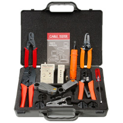 Cabeus HT-4015 Набор инструментов для инсталляции сети (инструмент обжимной для RJ-45/12/11, инструмент обжимной для RG-6/8/11/58/59/62/174/179, обрезка, зачистка, инструмент для заделки витой пары 66/88/110 типа, тестер)