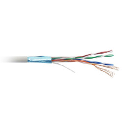 Hyperline FUTP4-C5E-P26-IN-LSZH-BL-100 (100 м) Кабель витая пара, экранированная F/UTP, категория 5e, 4 пары (26 AWG), многожильный (patch), экран - фольга, LSZH, нг(С)-HF, –20°C – +75°C, синий
