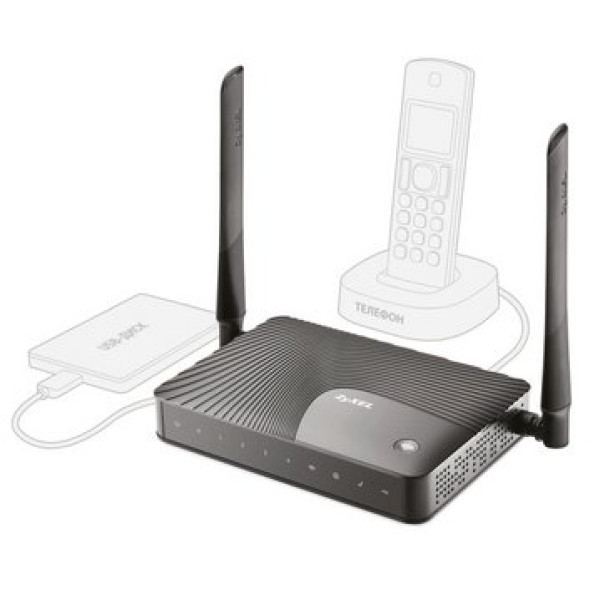 ZyXEL Keenetic III Интернет-центр для выделенной линии Ethernet, с Wi-Fi 300 Мбит/с, управляемым коммутатором Ethernet, универсальным портом USB и адаптером цифровой телефонии