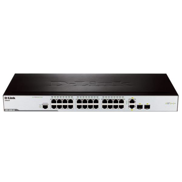 D-Link DES-3200-26/C1A Управляемый коммутатор 2 уровня с 24 портами 10/100BASE-T + 2 комбо-портами 1000Base-T/SFP