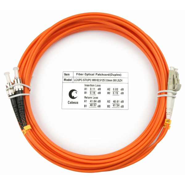 Cabeus FOP-62-LC-ST-5m Шнур оптический duplex LC-ST 62,5/125 mm 5м LSZH