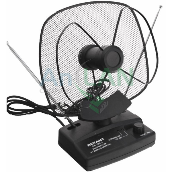 REXANT 34-0102-3 RX-102-3 антенна комнатная VHF, UHF, 47-860 MHz с усилением 36dB