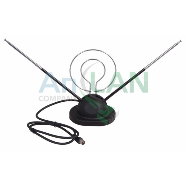 REXANT 34-0105 RX-105 антенна комнатная телескопическая на подставке с кольцом VHF, UHF, 47-860 MHz