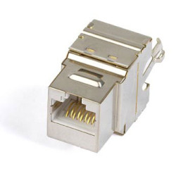 Hyperline KJ5-8P8C-C6-180-SH-F-WH (High-Bandwidth applications) Вставка Keystone Jack RJ-45(8P8C), категория 6, экранированная, тип 180 градусов, белаяМодуль Keystone Jack RJ-45 категория 6, полный экран, заделка без инструмента
