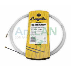 REXANT 27-1110 Протяжка кабельная (мини УЗК в бухте), 10м, нейлон, d=3мм, латунный наконечник, заглушка.