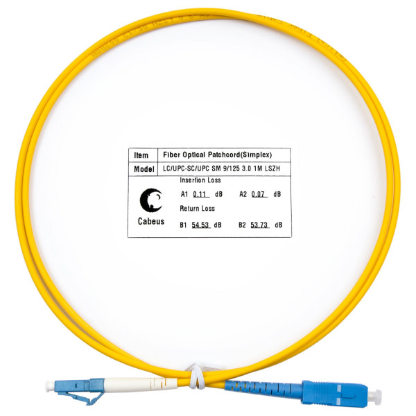 Cabeus FOP(s)-9-LC-SC-1m Шнур оптический simplex LC-SC 9/125 sm 1м LSZH