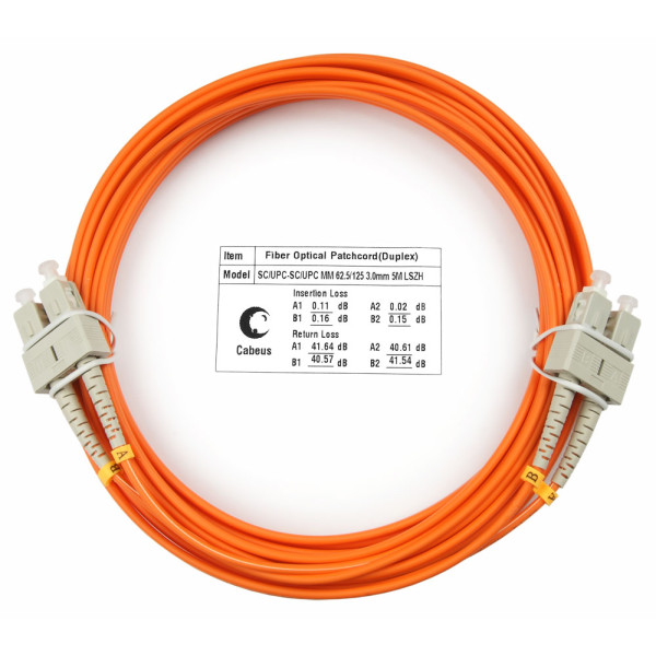 Cabeus FOP-62-SC-SC-7m Шнур оптический duplex SC-SC 62,5/125 mm 7м LSZHОдномодовые и многомодовые оптические патч-корды, SC/PC-SC/PC, дуплекс
