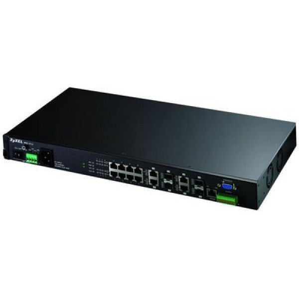 ZyXEL MGS-3712 12-портовый управляемый коммутатор L2+ Metro Gigabit Ethernet с 12 разъемами RJ-45 из которых 4 совмещены с SFP-слотами