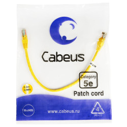 Cabeus PC-UTP-RJ45-Cat.5e-0.3m-YL Патч-корд UTP, категория 5e, 0.3 м, неэкранированный, желтый