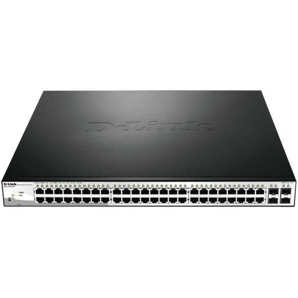 D-Link DGS-1210-52P/C1A Настраиваемый коммутатор Web Smart с 48 портами 10/100/1000Base-T (24 порта с поддержкой PoE) и 4 портами 1000Base-X SFP