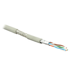 Hyperline SFTP4-C6A-S23-IN-LSZH-GY-500 (500 м) Кабель витая пара, экранированная (S/FTP), категория 6a, 4 пары (23 AWG), одножильный (solid), каждая пара в фольге, общий экран - медная оплетка, для внутренней прокладки (до +60°C), LSZH, серый