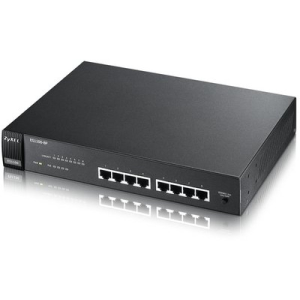 ZyXEL ES1100-8P 8-портовый коммутатор Fast Ethernet c 4 портами PoE