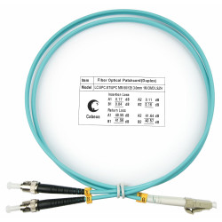 Cabeus FOP-50-LC-ST-1,5m Шнур оптический duplex LC-ST 50/125 mm OM3 1,5м LSZHОдномодовые и многомодовые оптические патч-корды, LC/PC-ST/PC, дуплекс