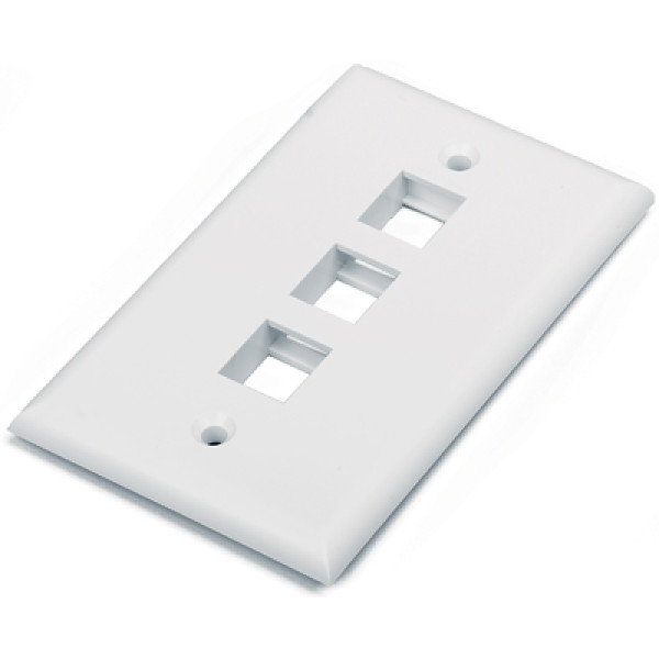 Hyperline FP-U-3-WH Лицевая панель 70x115 мм для 3-х вставок типа Keystone Jack, американский стандартЛицевые панели, американский стандарт