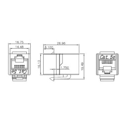 Hyperline CA2-KJ-C5e-WH Проходной адаптер (coupler), RJ-45(8P8C) формата Keystone Jack, категория 5e, 4 пары, белый
Проходной адаптер RJ-45 типа Keystone Jack, категория 5е