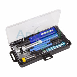 REXANT 12-0167 Набор для пайки (паяльник 8Вт, оловоотсос, подставка, припой, отвертка, интрумент для монтажа)