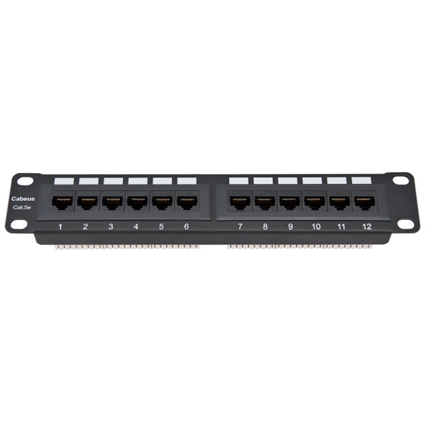 Cabeus PL-12-Cat.5e 10-Dual IDC Патч-панель 10, установочный размер 236 мм, 12 портов RJ-45, категория 5e, Dual IDC