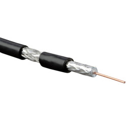 Hyperline COAX-RG59-CU-500 Кабель коаксиальный RG-59, 75 Ом , жила - 0.8 мм (медь, solid), экран - фольга+оплетка(луженная медь, 48%)+фольга, общий диаметр 6.1мм, изоляция PVC (бухта 500 м)