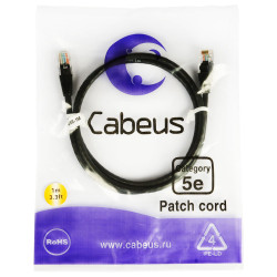 Cabeus PC-UTP-RJ45-Cat.5e-1m-BK Патч-корд UTP, категория 5e, 1 м, неэкранированный, черный