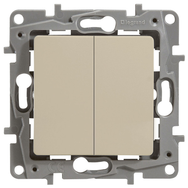 LEGRAND 672302 Выключатель 2-клавишный, 10АХ, с винтовыми зажимами, слоновая кость, ETIKA